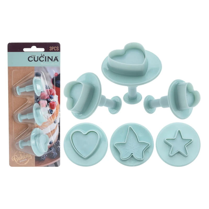 La Cucina 3Pc Plunger Cutters Pack-Turquoise