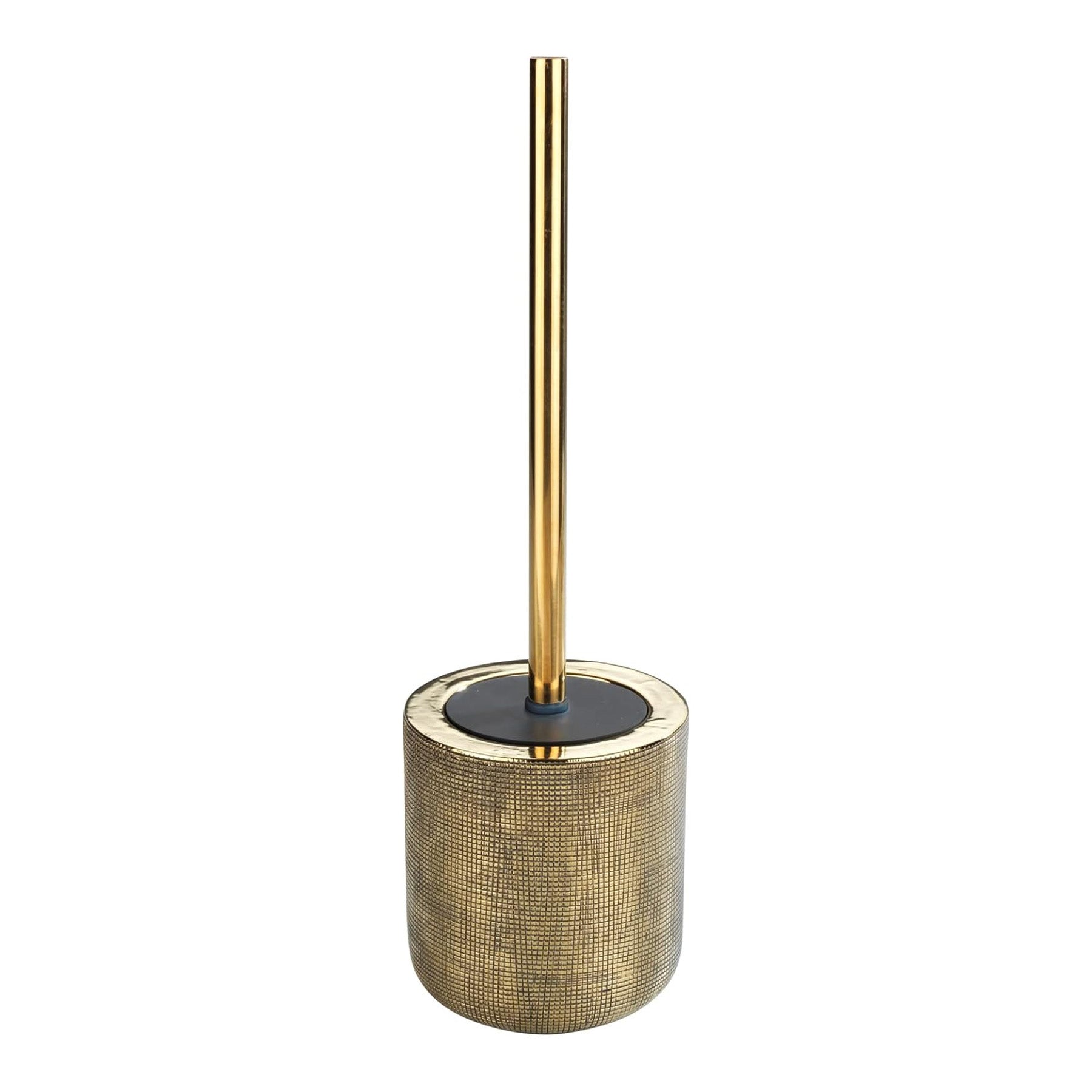 Rivara Hand Painted Toilet Brush Holder, Ceramic, Gold