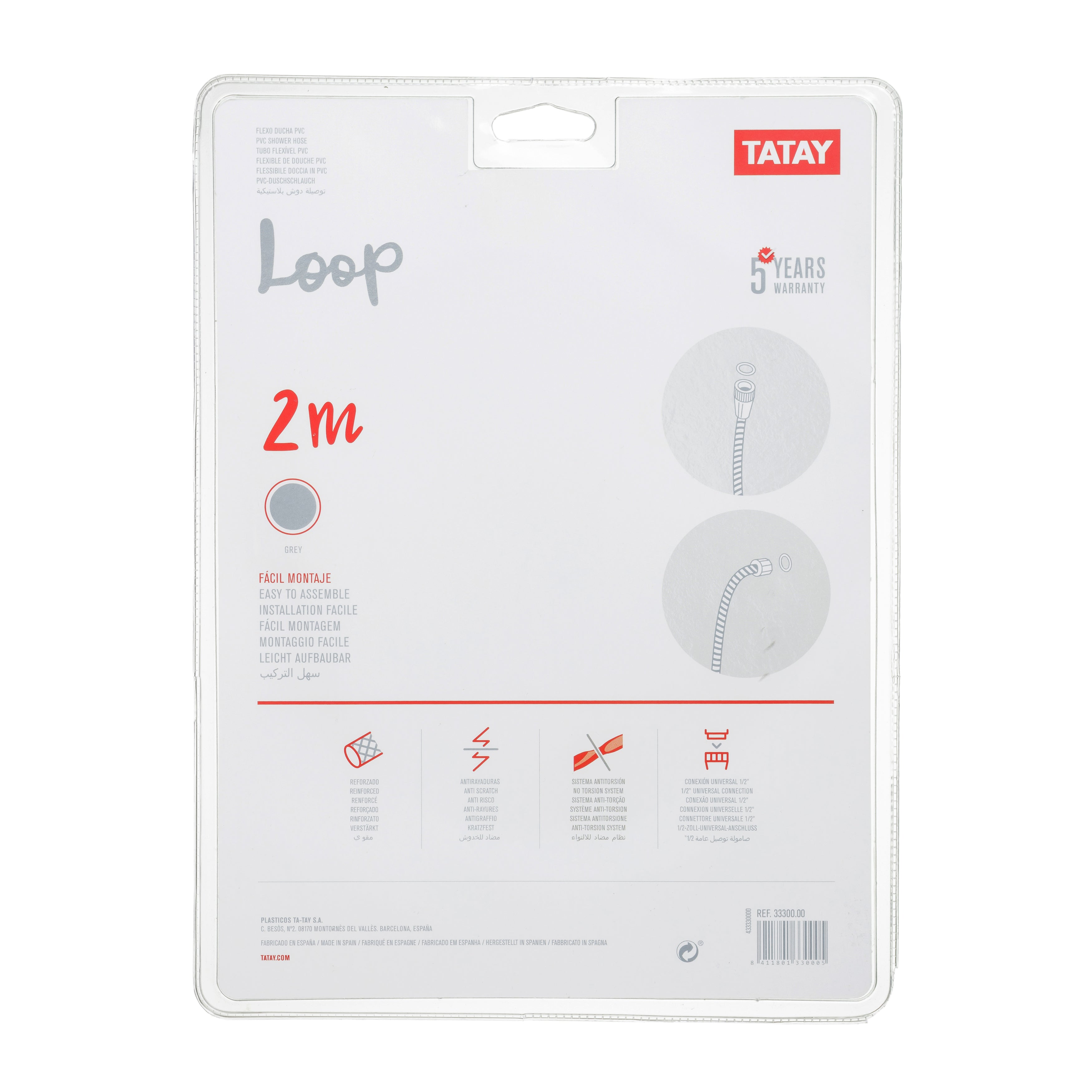 Shower hose loop, Grey