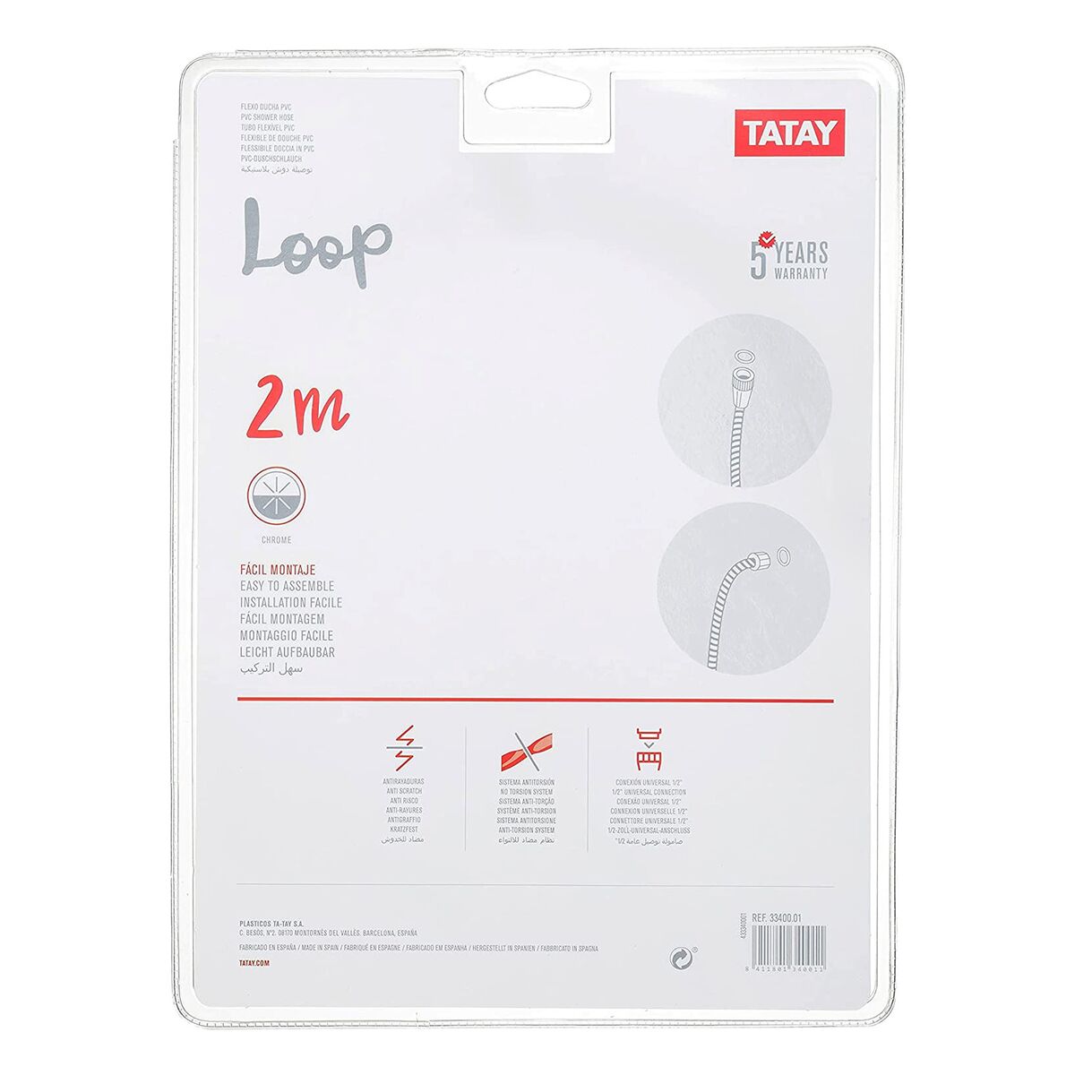 Shower hose loop, Silver & White