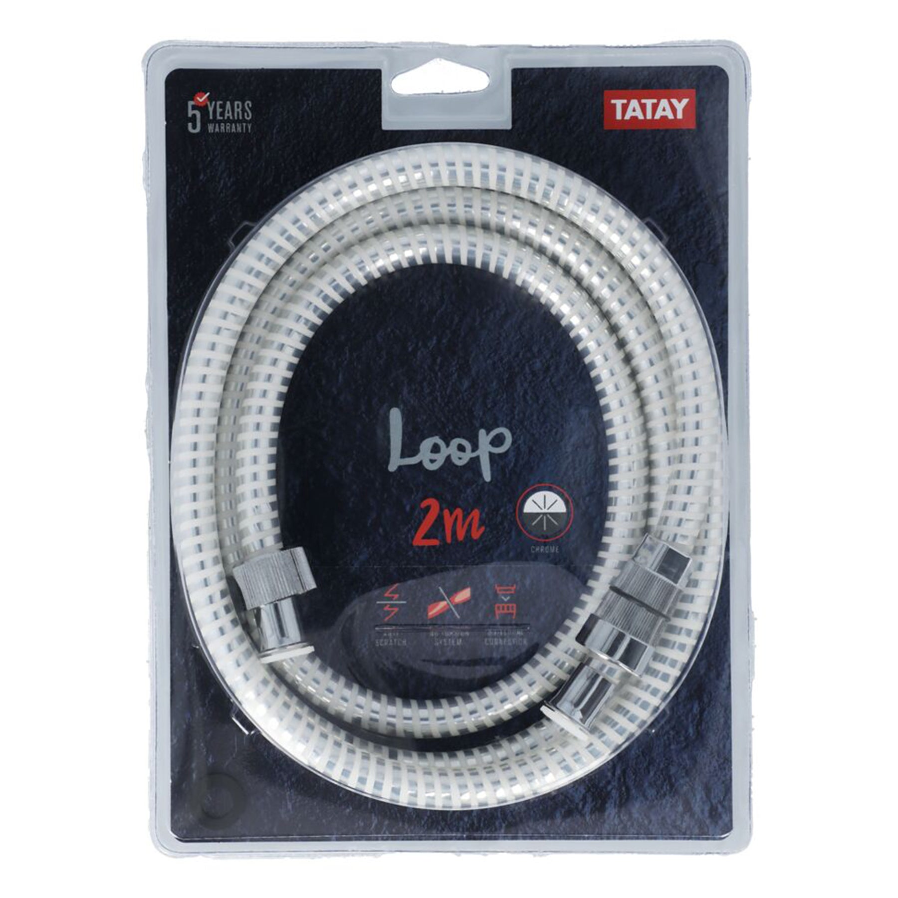 Shower hose loop, Silver & White