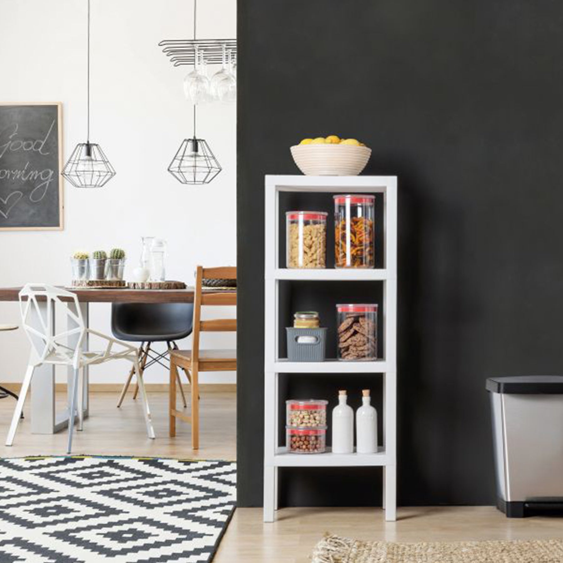 RECTANGULAR RACK LOMBOK 4 LEVELS GREY Size: 380 mm x 290 mm x 1000 mm