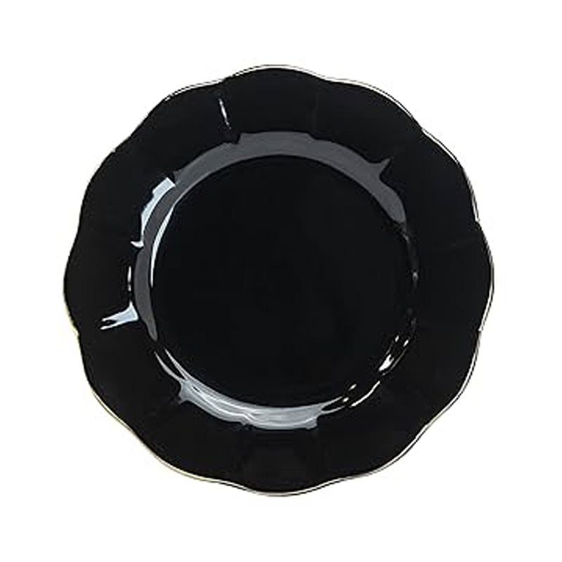 10Pc 8.5" Scalloped  Salad/Dessert Plates Black