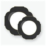 Luxe Party 10Pieces 10.7"Dinner Plates With Clear Bas-Scalloped Black & Gold