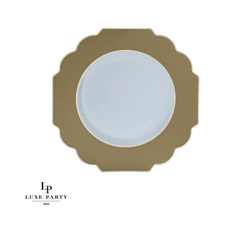Luxe Party 10Pieces 10.7" Dinner Plates With Clear Base-Gold & White