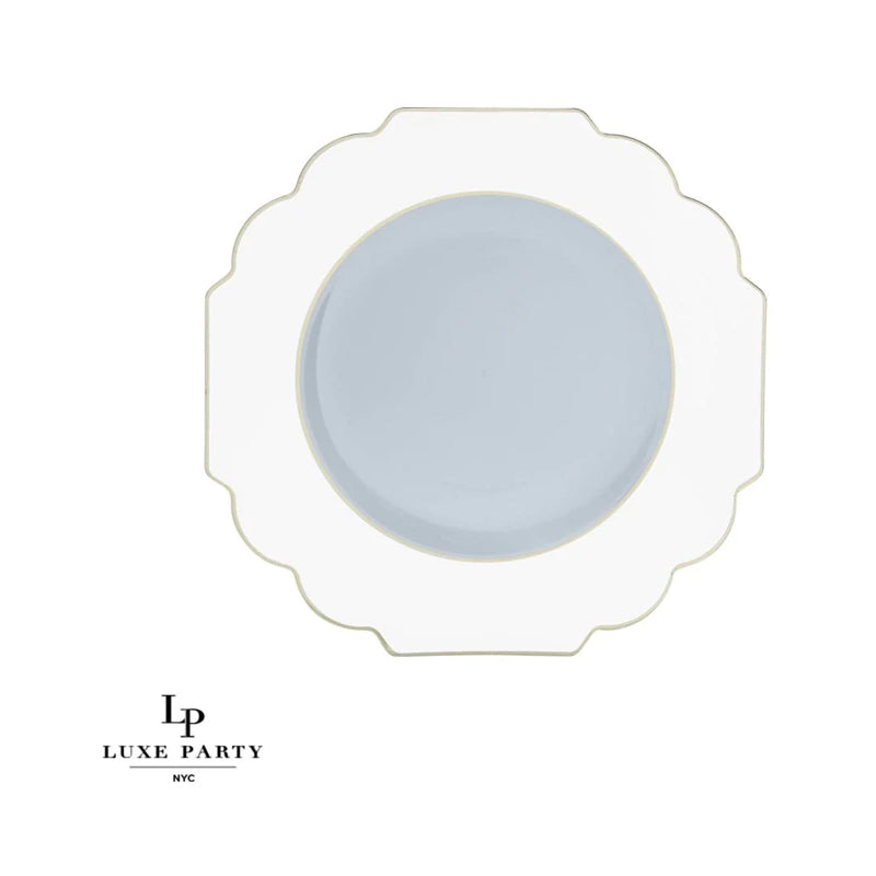 Luxe Party 10Pieces 10.7" Dinner Plates With Clear Bas-Scalloped White & Gold