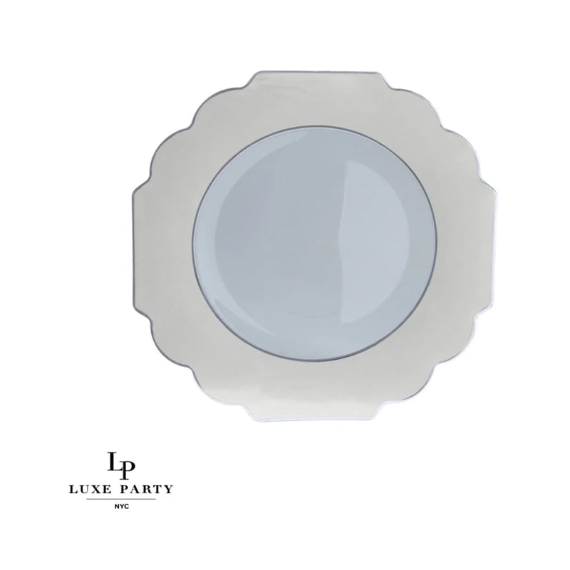 Luxe Party 10Pieces 10.7" Dinner Plates With Clear B-Scalloped Silver