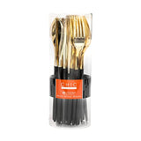 32Pc Chic  Combo Cutlery Pack-Balck&Gold