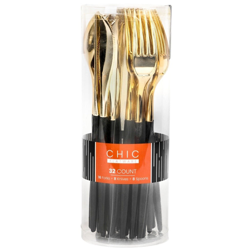 32Pc Chic Mint And Combo Cutlery Pack- Gold - Mint