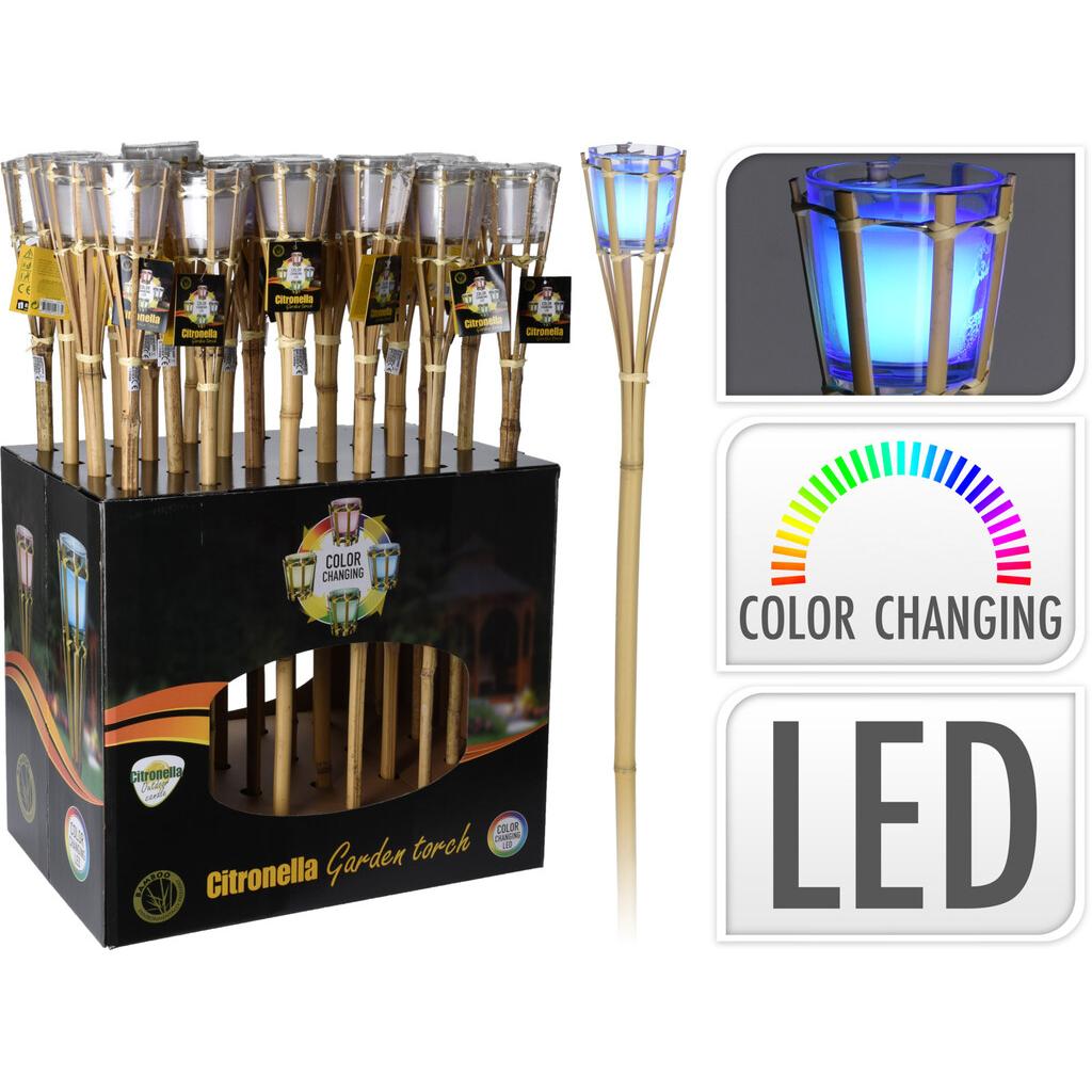 Garden Torch Bamboo With Led-Beige