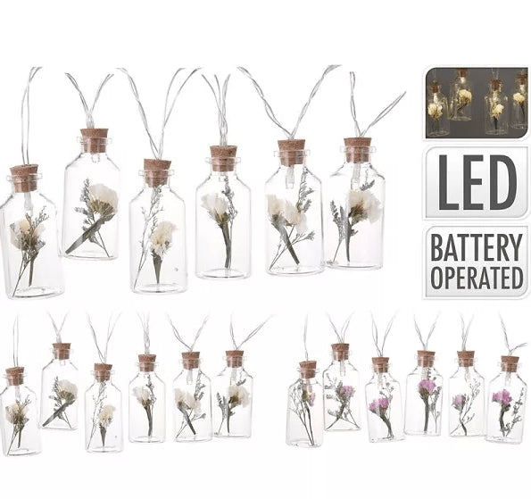 Chain Of 6 Glass Led Lamps In A Bottle-Clear