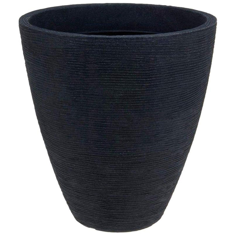 Koopman Plastic Flower Pot, Ribbed, 39 × 42 Cm-Dark-Grey