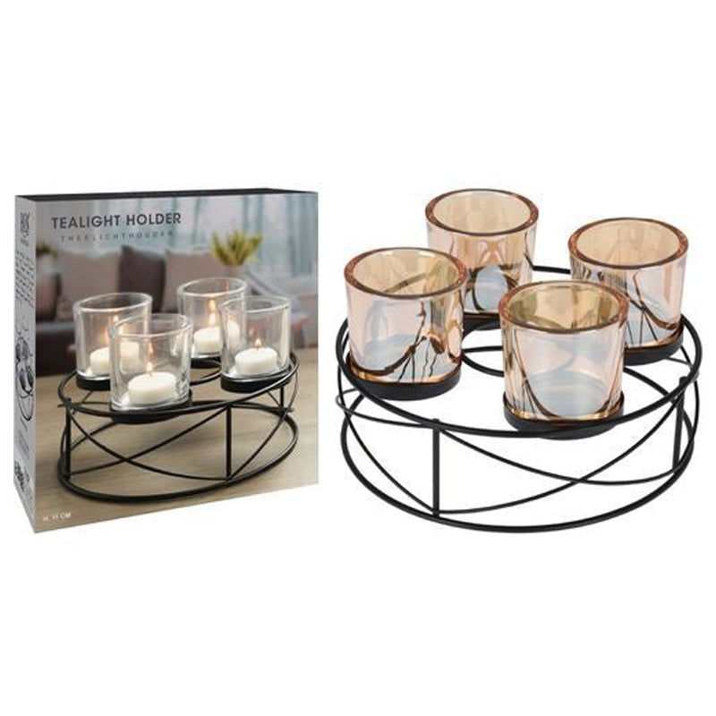 Koopman Tealight Holder Round 20Cm - Bronze