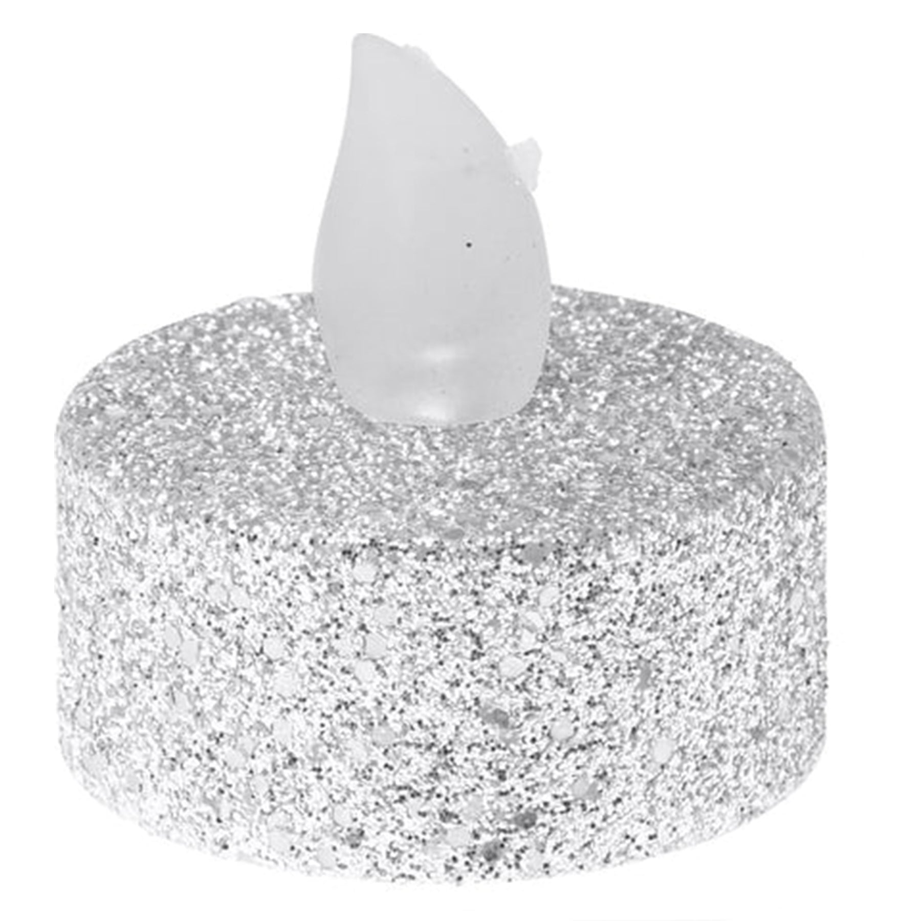 LED Glitter Tealight 6pk - Silver