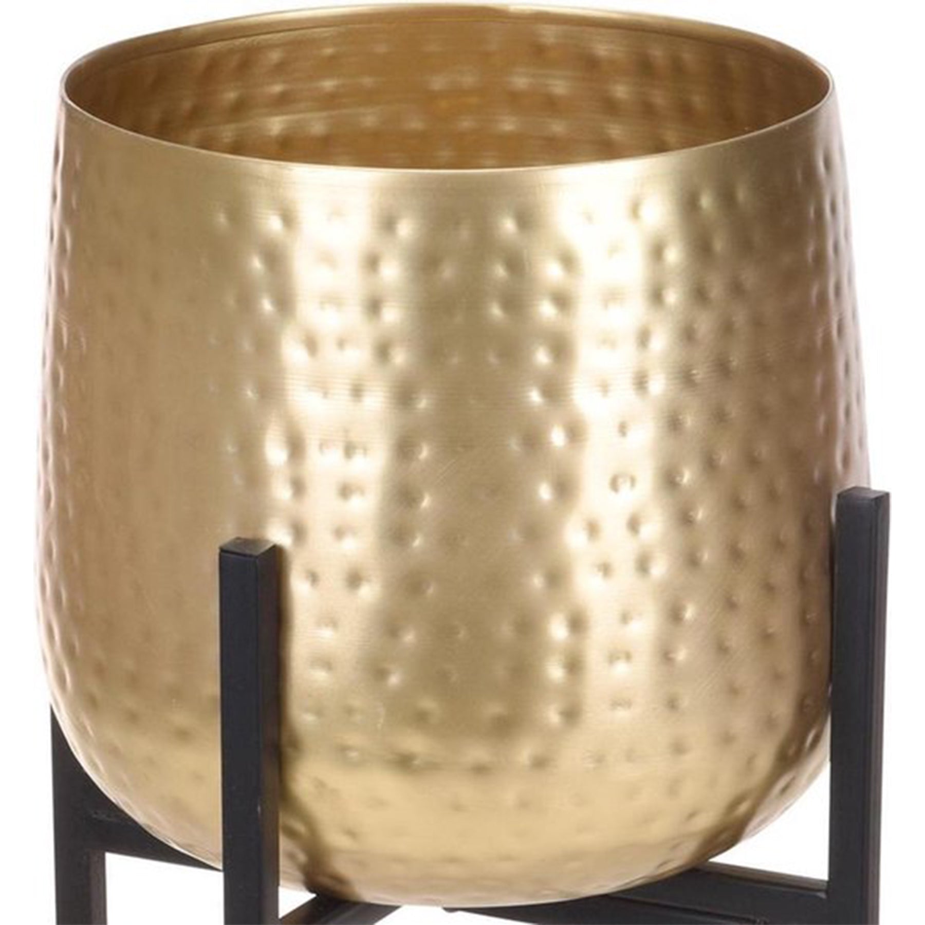 Metal flowerpot on stand