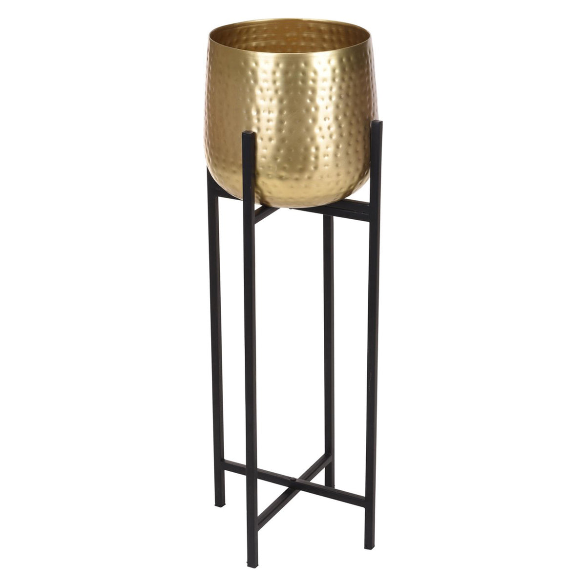 Metal flowerpot on stand