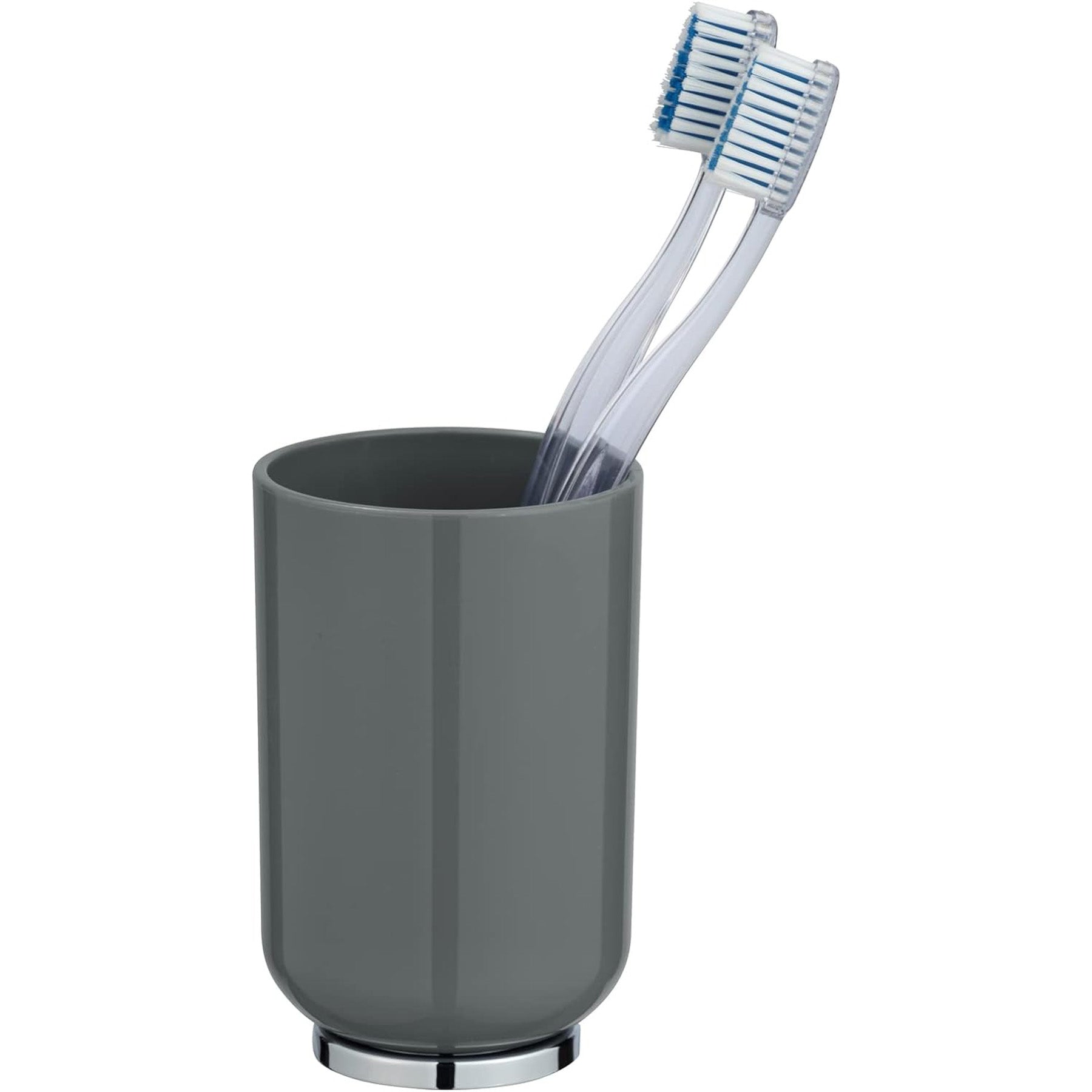 Cup Posa Holder for Toothbrush and Toothpaste, Grey/Chrome, 7 x 11 x 7 cm