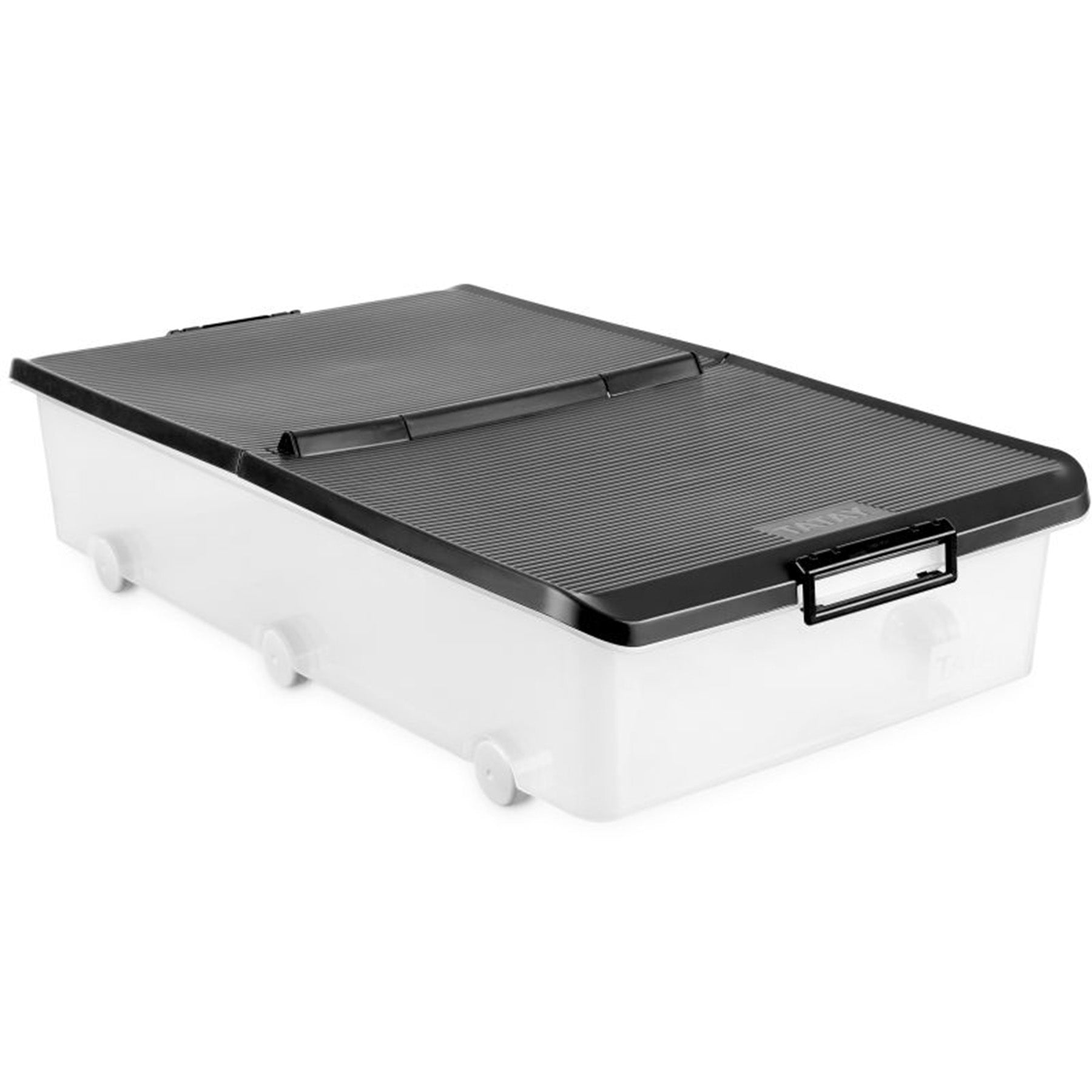 Under bed storage box with wheels - Black/Clear