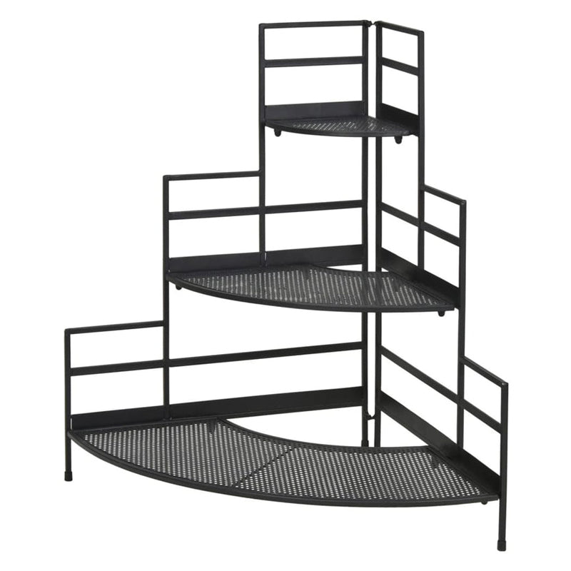 Plant Rack 3 Tier Corner Shape-Black