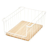 Idesign Wire & Paulownia Wood Open Front Bin - White - Beige