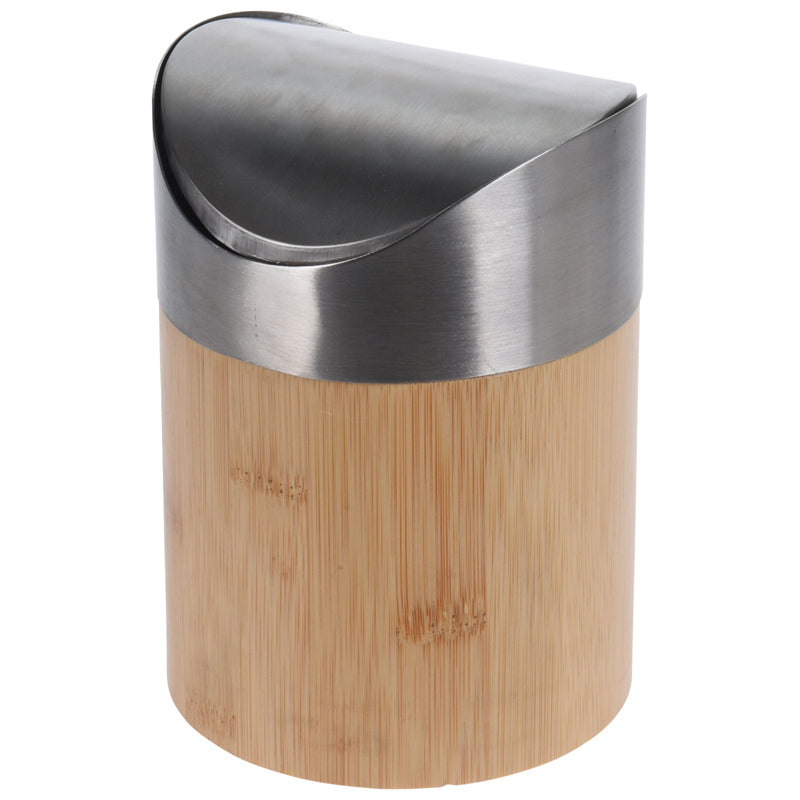 Waste Bin Bamboo Stainl Steel -Mutlicolour