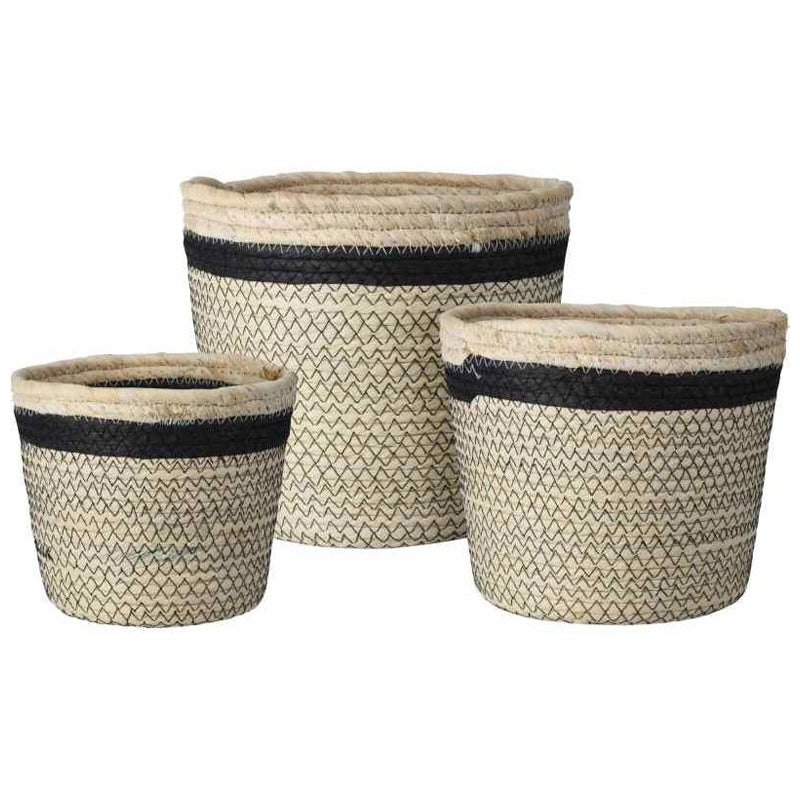 3 Pcs Basket Round- Small - Beige