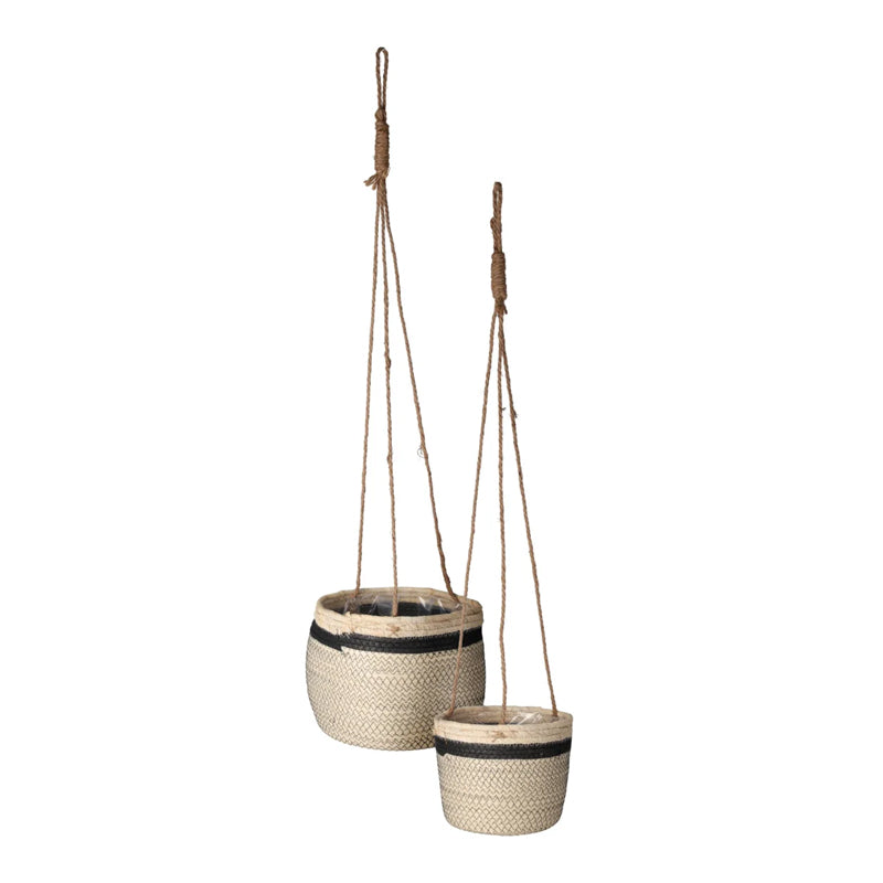 Jk Home Decoration 2Pc Basket& Straw Set - Beige