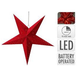 Star Paper With Led 45Cm Red