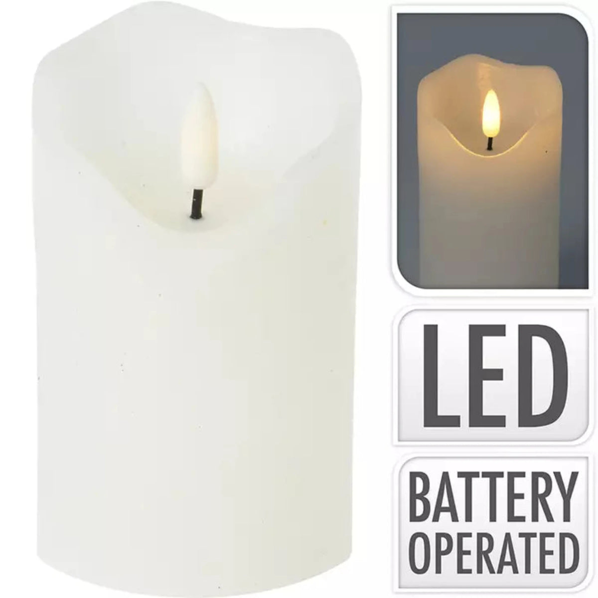 LED Candle - White 7x10cm
