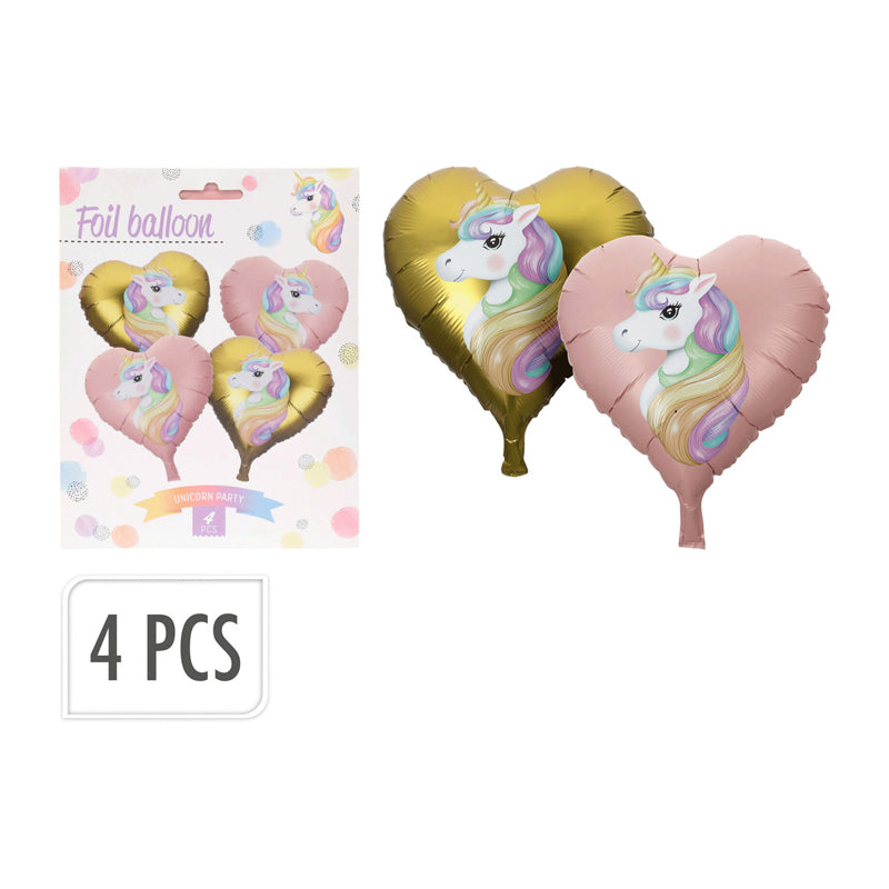4Pc Balloon Foil Heart 25Cm - Multicolor