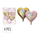 4Pc Balloon Foil Heart 25Cm - Multicolor