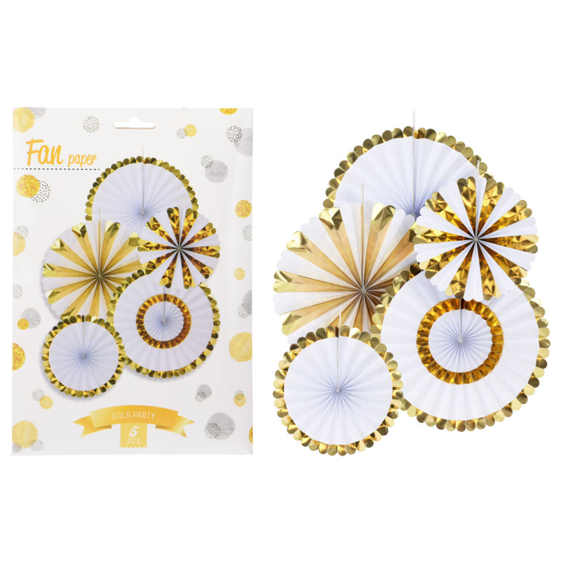 Creative Converting 5 Piece Fan Paper - Gold
