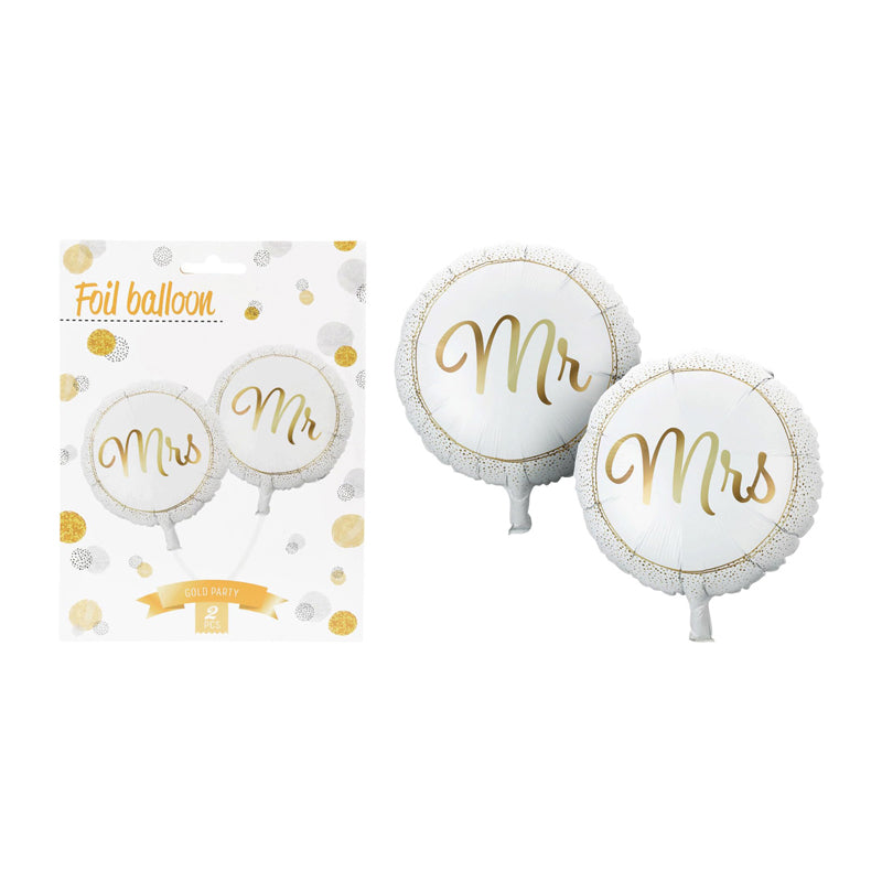 2Pc Balloons Mr And Mrs - Grey