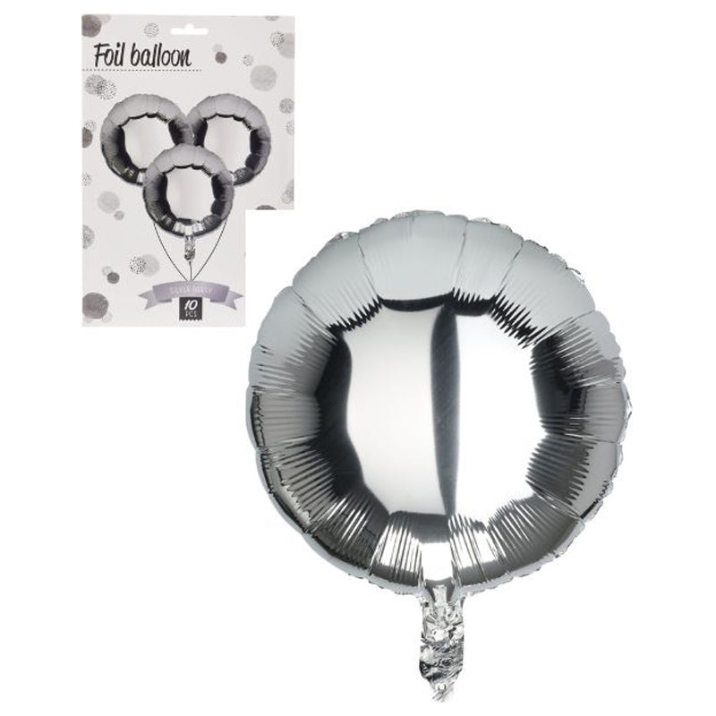 10Pc Balloon Foil Round 46Cm - Silver