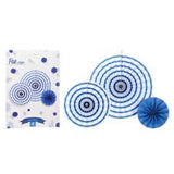 3Pcs Paper Fans-Blue