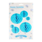 Honeycomb Paper Decoration Set – 6 Pieces - Blue
