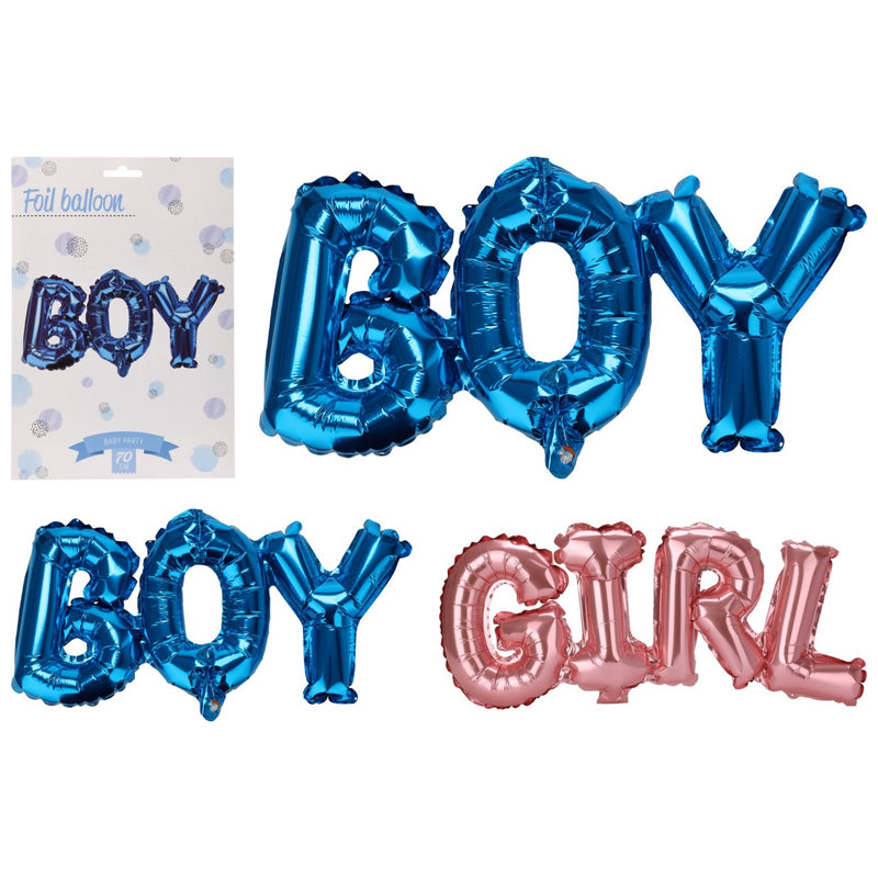 Foil Balloon Boy And Girl-Blue&Rose Gold