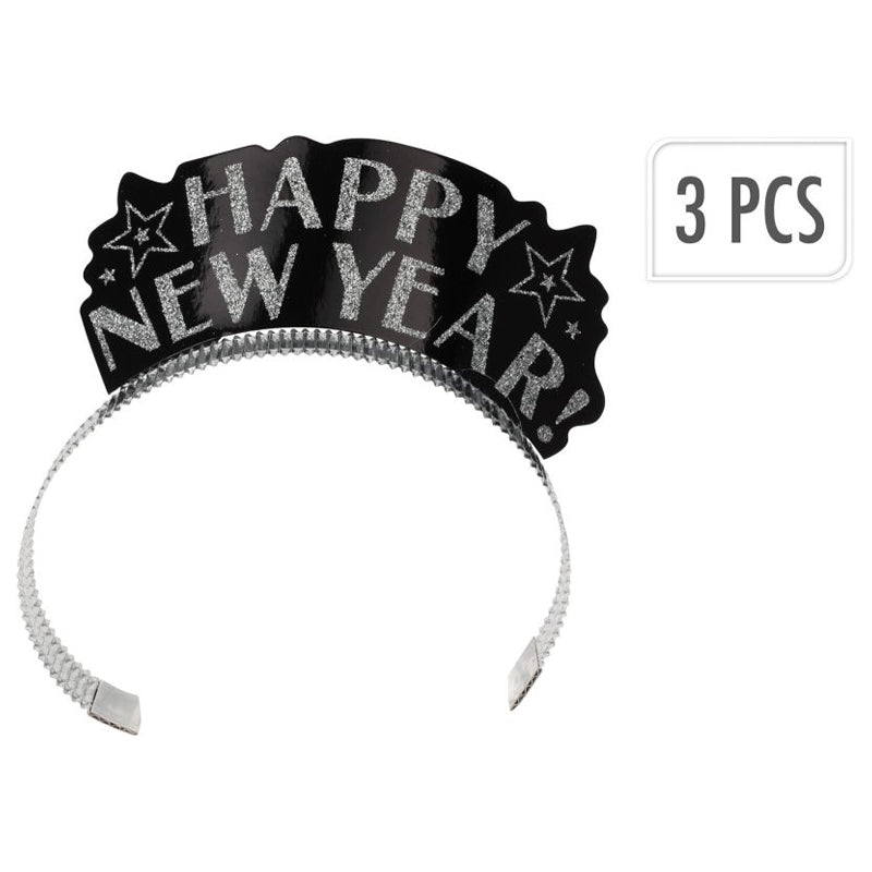 Set Of 3 New Year Party Headwear Accessories-Silver/ Black