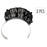 Set Of 3 New Year Party Headwear Accessories-Silver/ Black