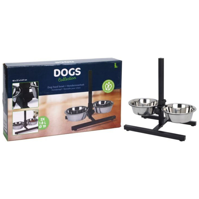 Dgos 2Pc Dog Bowl Set 2X1800Ml- Silver