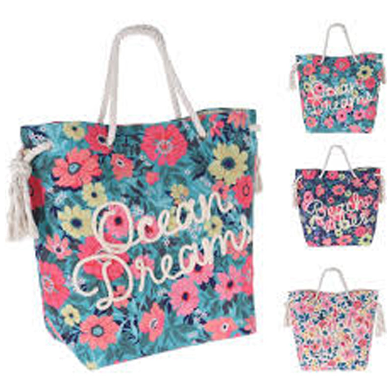 Beach Bag  Flower Design-Multicolor