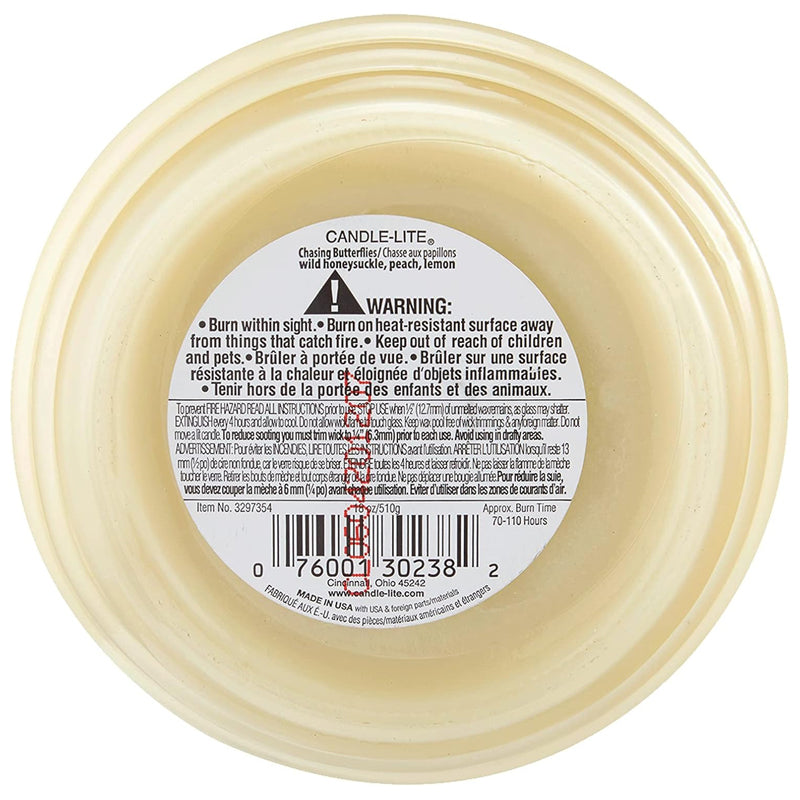 Candle-Lite Candle Edes 510 Gram Chasing Butterfl -Off-White