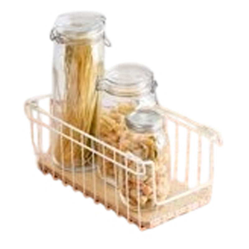 Interdesign Wire & Paulownia Wood Open Front Bin- Brown