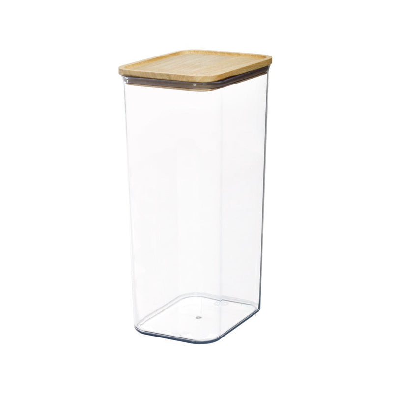 Rpet Canister With Wood Lid 13.3Cups -Clear