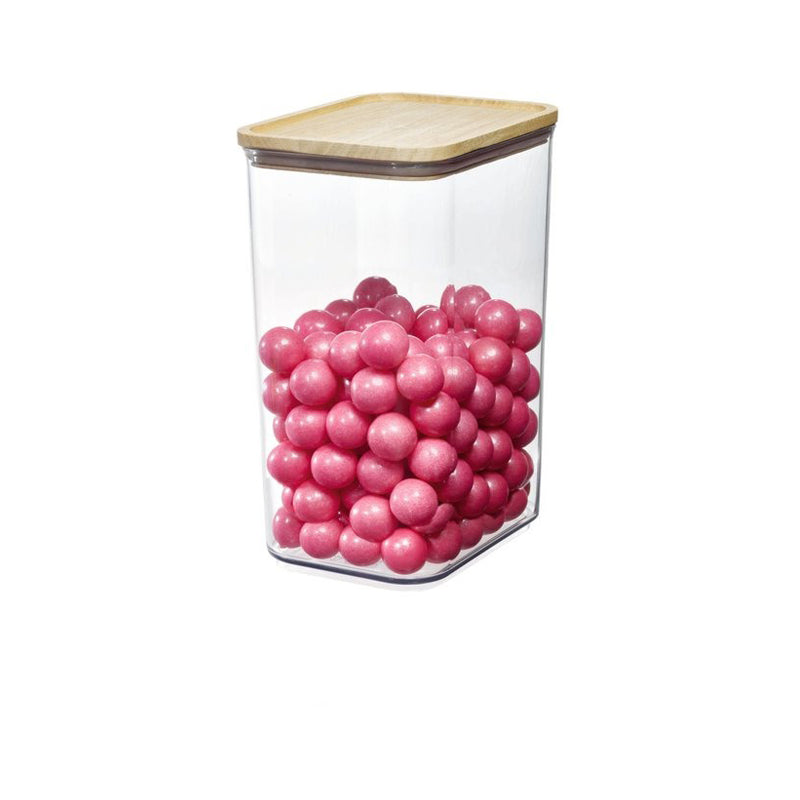 Rpet Canister With Wood Lid 18.2Cups -Clear