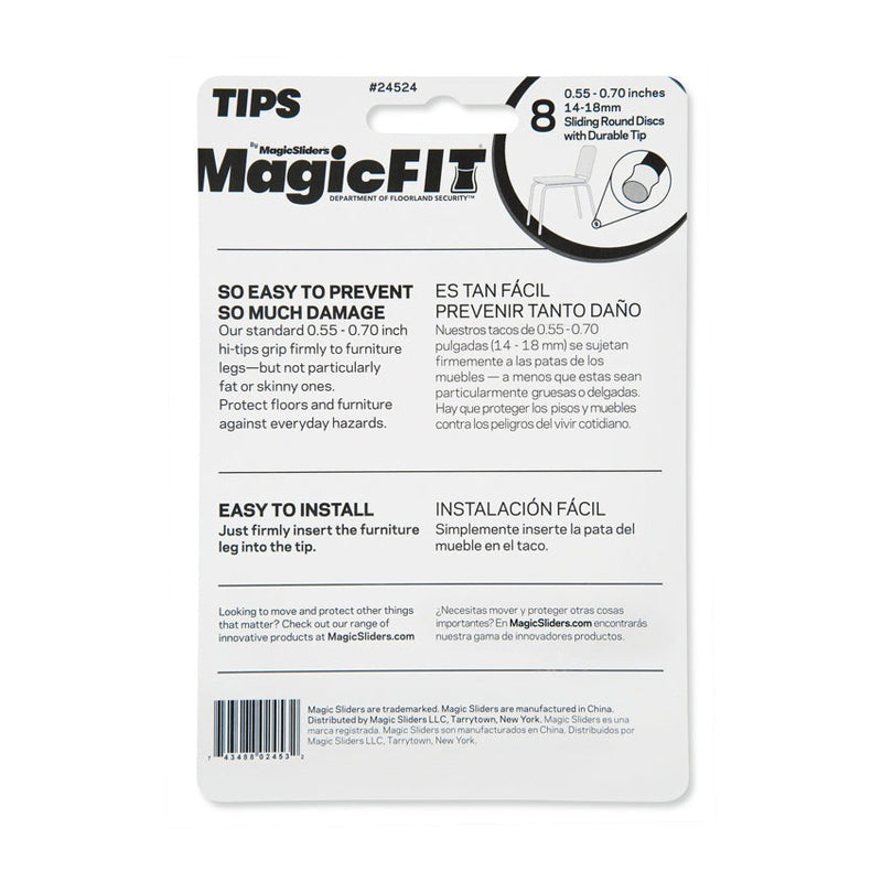 Magic Sliders 8Pc Magic Fit 0.55" - 0.70" Rnd Felt -Clear