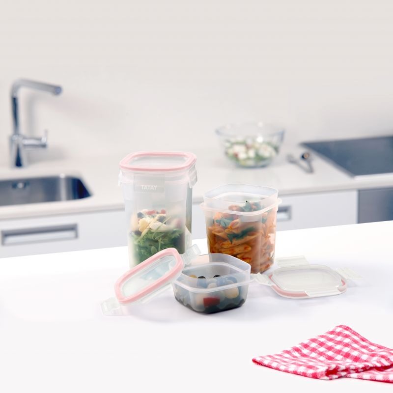Food Container Clip Safe 1 L - Clear & Red