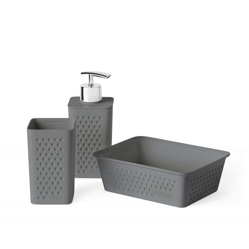 Tumbler + Dispenser + Organizer Set - Grey