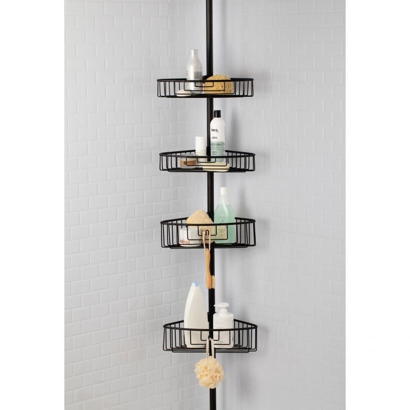Telescopic Bar With 4 Baskets Steel - Black