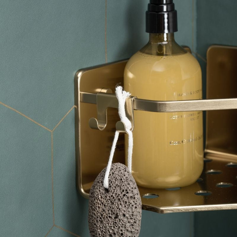 سلة تخزين لزاوية الحمام سيرينيتي 20×20×5.5 سم - ذهبي